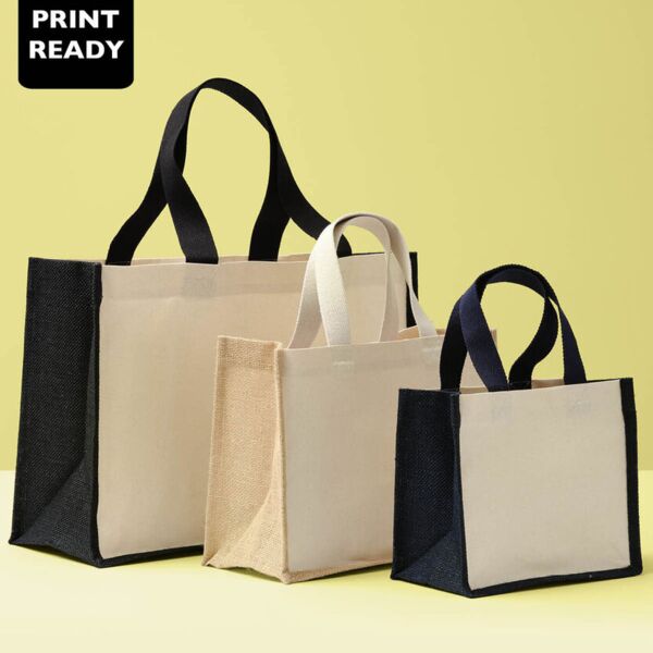 Jute canvas panel shopper Thumbnail